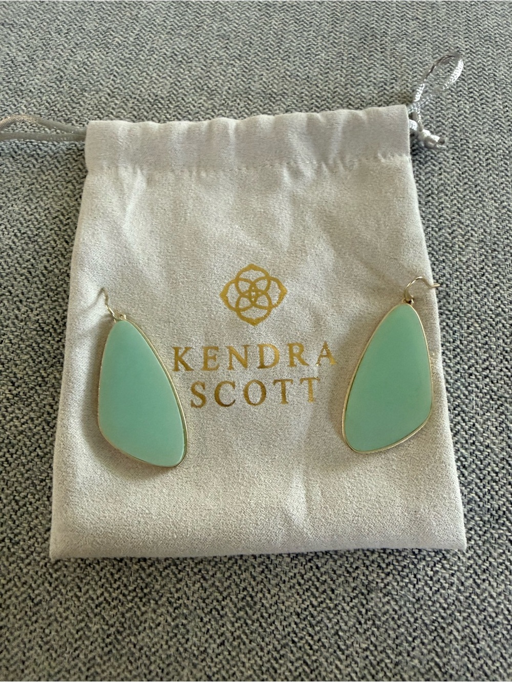 Kendra Scott Pale Aqua Drop Earrings with Gold Trim